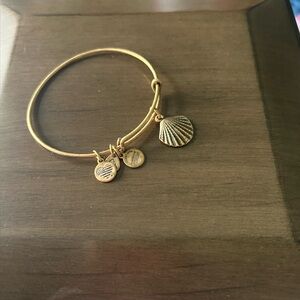 Alex and Ani seashell Gold Charm Bangle Bracelet